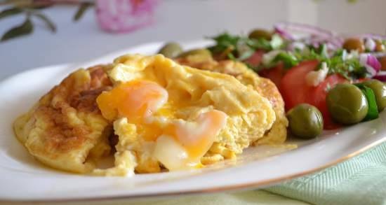ביצים מטוגנות בתפוחי אדמה עם גבינה ובייקון