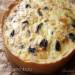 Quiche with prunes, bacon and camembert