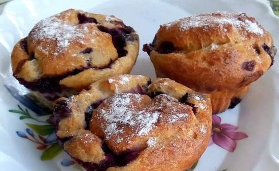Cottage cheese muffins with raisins and chocolate drops