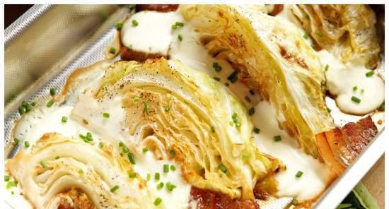White cabbage, baked in the oven