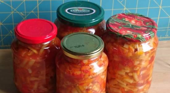 Lobio or canned green beans in tomatoes with carrots and peppers (no water, oil, and vinegar)