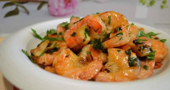 Shrimps fried with garlic and honey