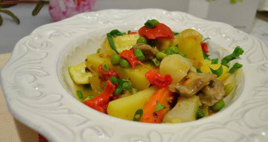 תבשיל ירקות עם פטריות, בטטות, ארטישוק ירושלמי (לבשל בזפטר, בלי מים)