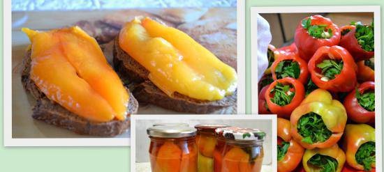 Sweet peppers, baked in the oven, canned (without sterilization)