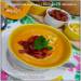 Pumpkin soup with bacon and apple