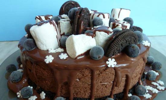 Chocolate cake with marshmallows