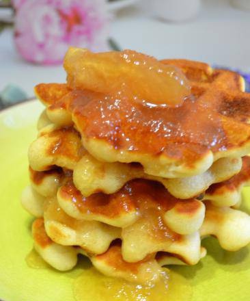 Soft waffles on kefir without gluten, no eggs (for vegetarians)