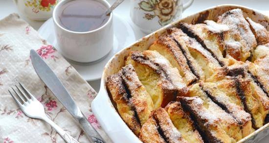 Bread pudding with nutella
