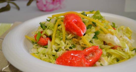 Peking cabbage salad with mango and crab claw surimi (for vegetarians)