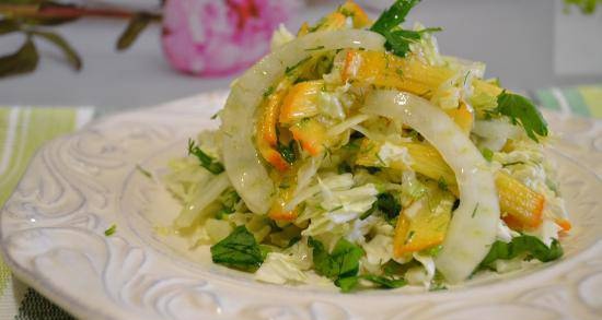 Chinese cabbage, fennel and astringent persimmon salad (for vegetarians)