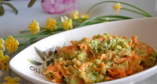 Avocado pasta with raw carrots, sun-dried tomatoes (for vegetarians)