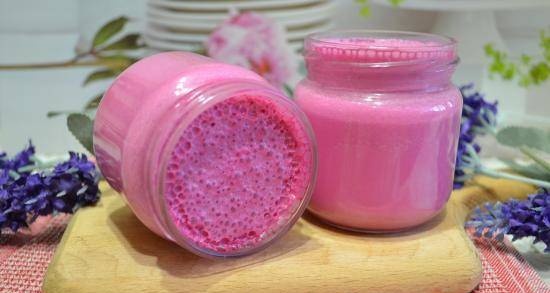 Homemade curdled milk "pink" portioned in a multicooker Marta MT-1989