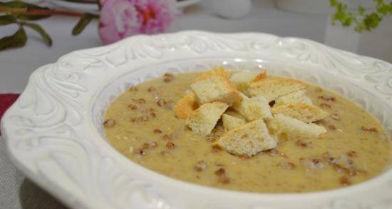 Buckwheat puree soup with peach and coconut milk (double boiler-blender)