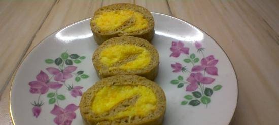 Diet roll made of starchless dough with lemon-orange filling