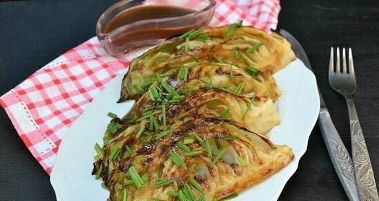 Grilled cabbage with miso sauce