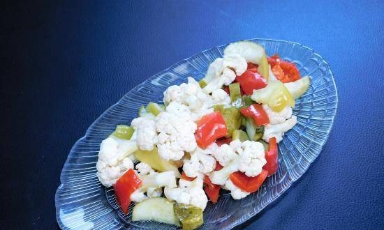 Cauliflower salad in sweet and sour marinade
