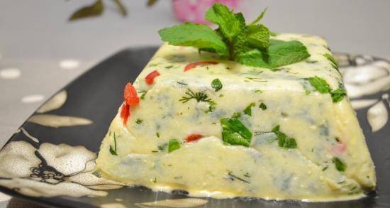 Suluguni cheese with fresh herbs