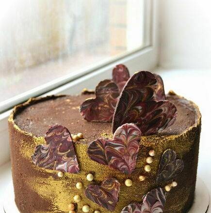 Chocolate cake "Raspberry in chocolate" with raspberry jelly, namelaka and cream mousse