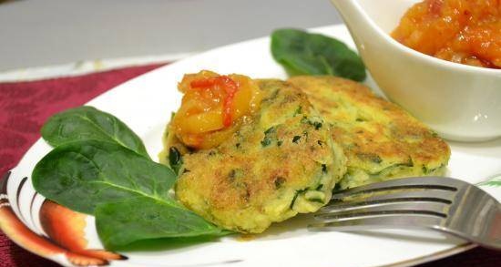 Potato cutlets with spinach