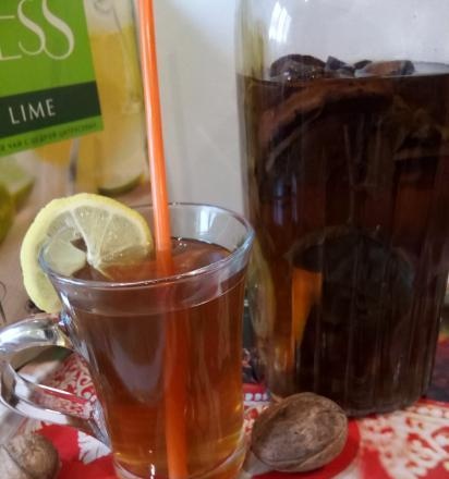 Herbal tea with citrus and dried apples
