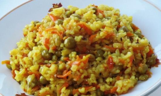 Lean pilaf with peas (+ video)