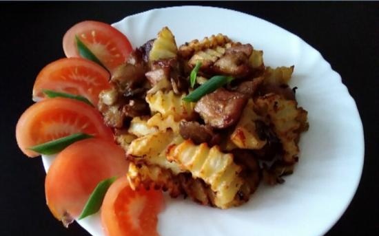 Potatoes with mushrooms and meat "Lazy cook" in Aktifray from Tefal
