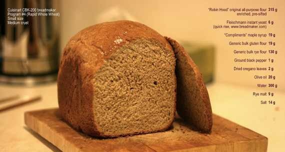 خبز القمح الجاودار على شراب القيقب مع الفلفل الأسود والأوريجانو (صانع الخبز)