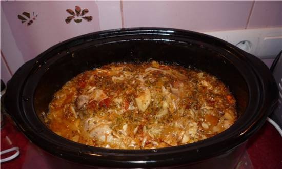 Chicken with vegetables in a slow cooker