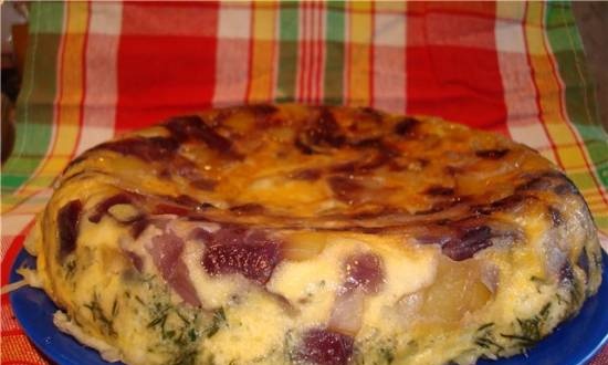 Frittata with red onions and potatoes (Panasonic SR-TMH10)
