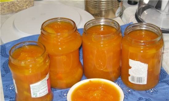 Pumpkin jam with tangerines and lemon