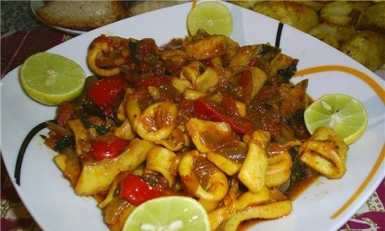 Roast squid "Tagin Sibate" (Egyptian cuisine)