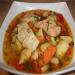 Fish soup with chicken broth with thighs