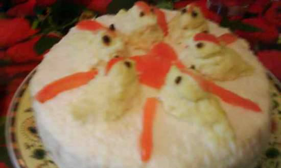 Chicken cake with mushrooms