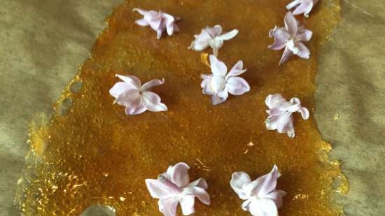 Seringenijs met lollykaramel (van lila bloemen)