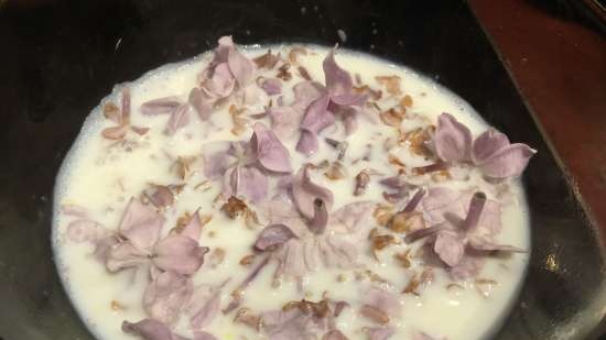 Seringenijs met lollykaramel (van lila bloemen)