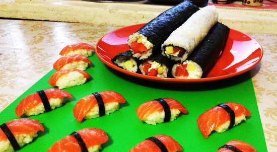 Nigiri sushi and rolls