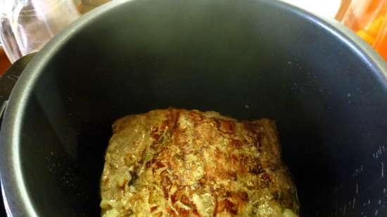 Svinekarbonat, stekt og bakt i en langsom komfyr