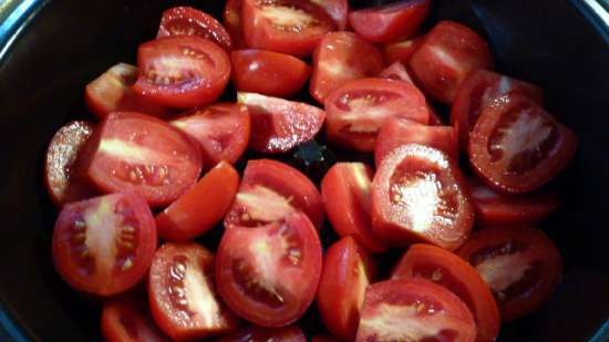Pieczone pomidory i śliwki
