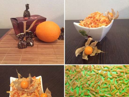 Frutta candita veloce dalle bucce d'arancia secondo il metodo del miglior chef di Mosca-2015 Sergey Efimov
