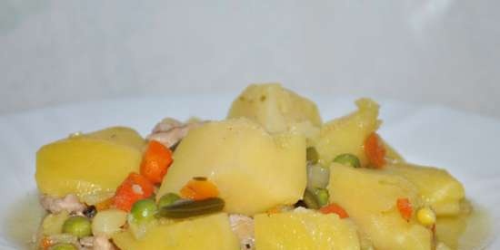 Párolt burgonya zöldségekkel (téli változat). Polaris 0305