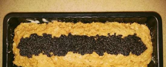 Pastel de miel integral con arándanos y chocolate (opción con semillas de amapola) al horno