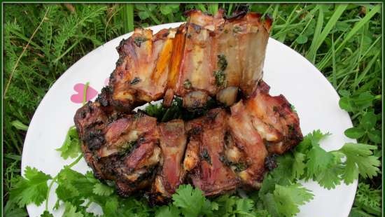 Lamb ribs with cilantro