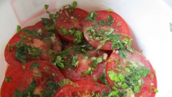 Aperitivos de tomate en escabeche de maduración temprana en 30 minutos