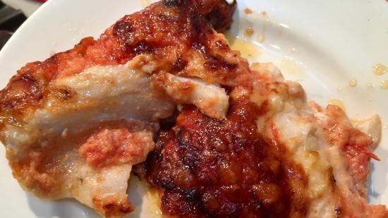 Grilled cod with tomatoes and onion-cheese coat Ninja