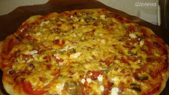 Pizza gemaakt van vloeibaar gistdeeg met rijsopties (in Princess 115000)