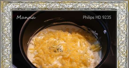 Rizs rakott brokkolival és karfiol sajtszósszal a Philips HD9235 légszárítóban