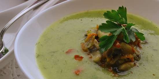 Zuppa cremosa con lenticchie, funghi e broccoli (magri)