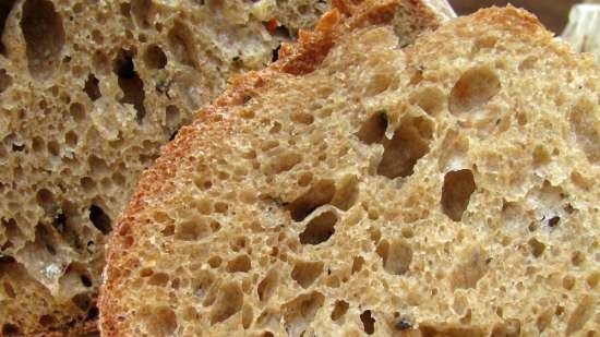 Folyékony élesztő kenyér szárított padlizsánnal
