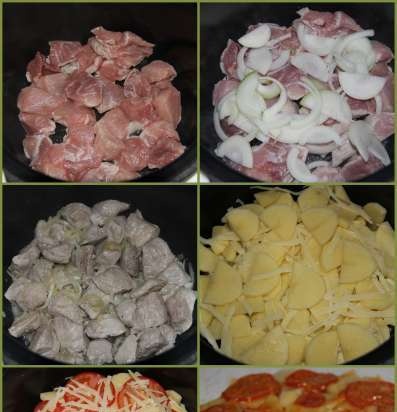 Varkensvlees en aardappelen in Franse stijl (merk 6051 multicooker-snelkookpan)