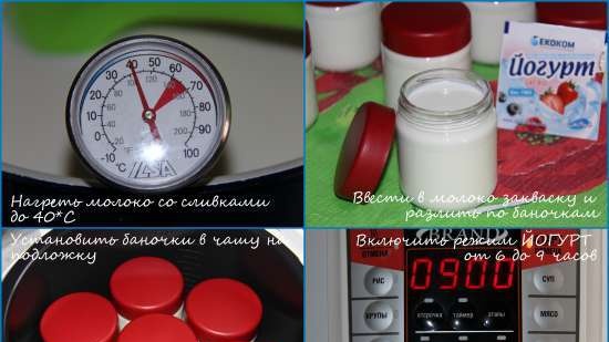 Kremet yoghurt med tørr Lactina startkultur på en tørr måte (merke 6051 komfyr-trykkoker)